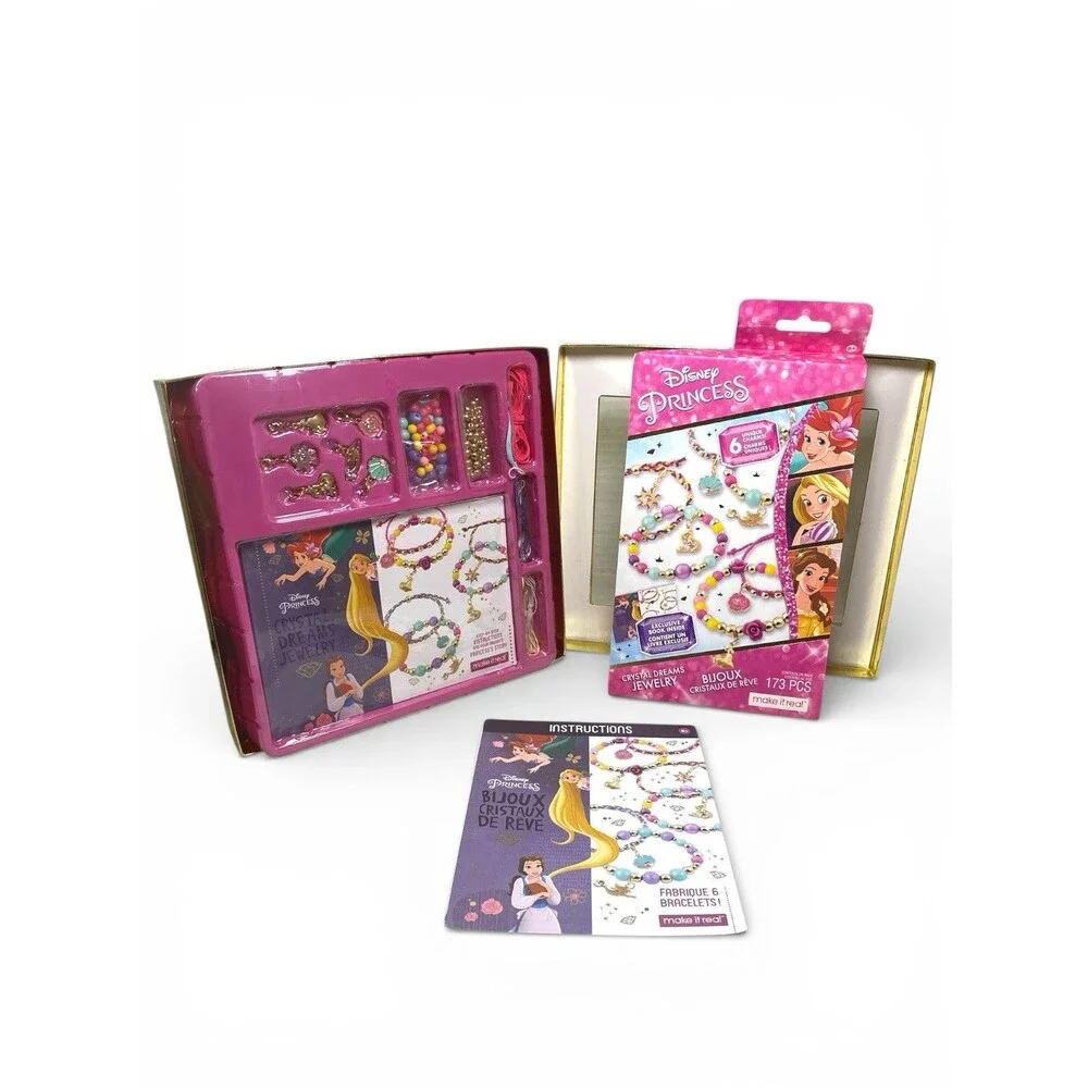 Disney Princess Crystal Dreams Jewelry Making Kit DIY Beads Charms 6 Bracelets